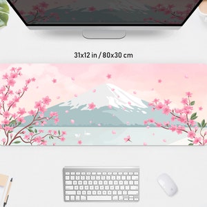 Japanese Desk Mat Cherry Blossom Mousepad Mt Fuji Japan - Etsy
