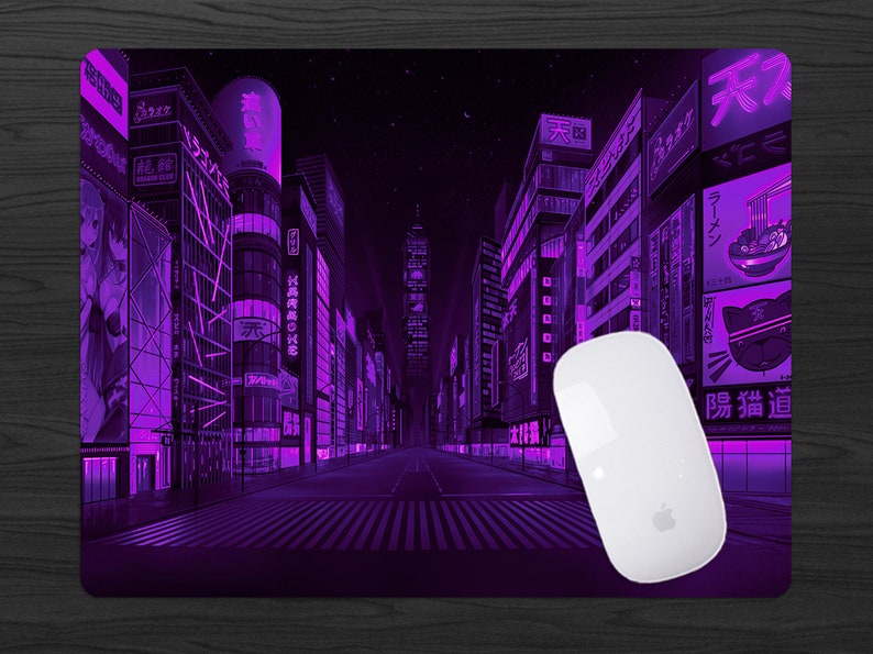 Gaming skrivbordsmatta xl, Tokyo Street musmatta, extra stor skrivbordsmatta anime, Grön turkos Vaporwave Skyline/City skrivbordsmatta, XXL musmatta bild 5