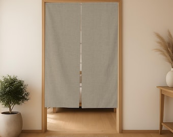 Beige Noren: Custom Japanese door curtain, Custom Japandi room divider doorway tapestry, textile fabric art, vertical wall hanging decor