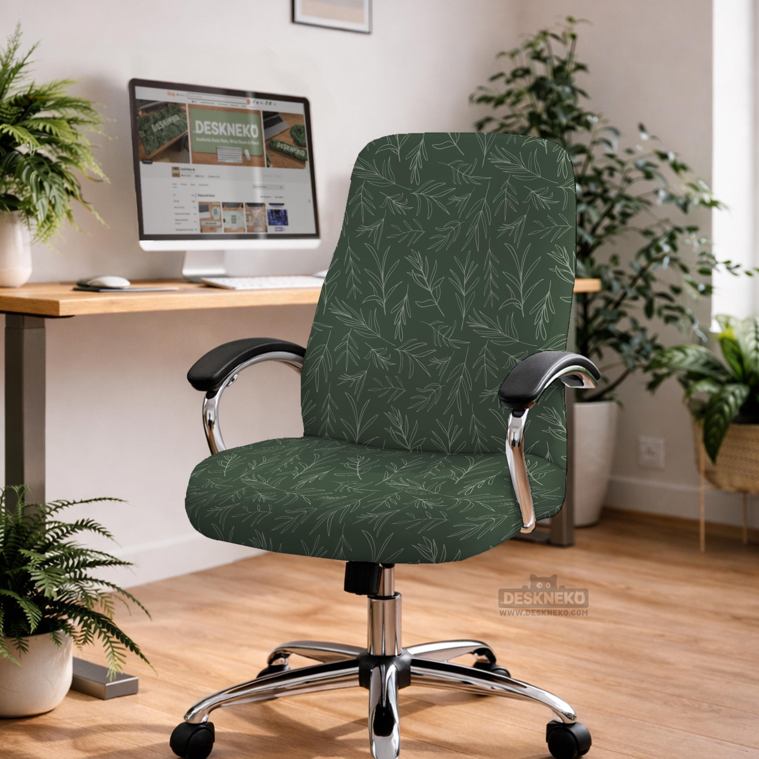 Sage Green Leaf Chair Cover image 4