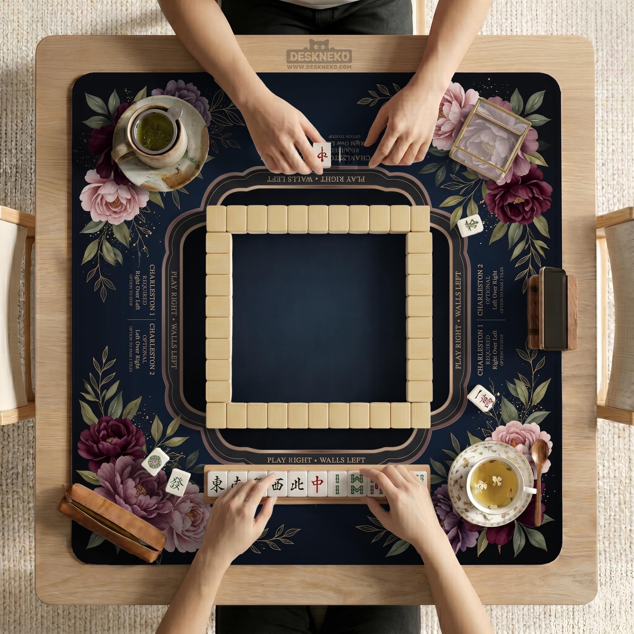 Burgundy Floral Mahjong Mat image 3