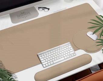 Tan Beige Desk Mat: Mouse pad or Wrist Rest, Plain Mousepad, Extended Deskmat Simple, office table decor accessory, Minimalist light brown