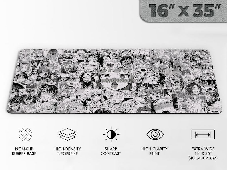 Ahegao Gaming Desk Pads Anime/manga Faces Lewd Mousepad XL Etsy