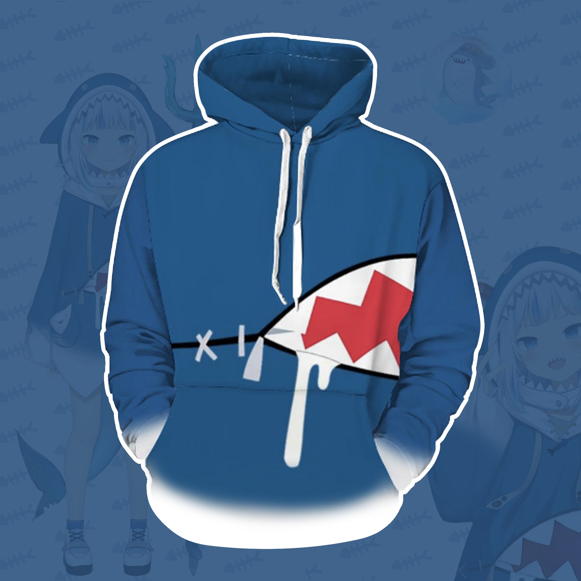 Gawr Gura Hoodie the Hololive Shark Teeth Girl Vtuber Holomyth English Cosplay Costume With Pockets UNISEX Etsy