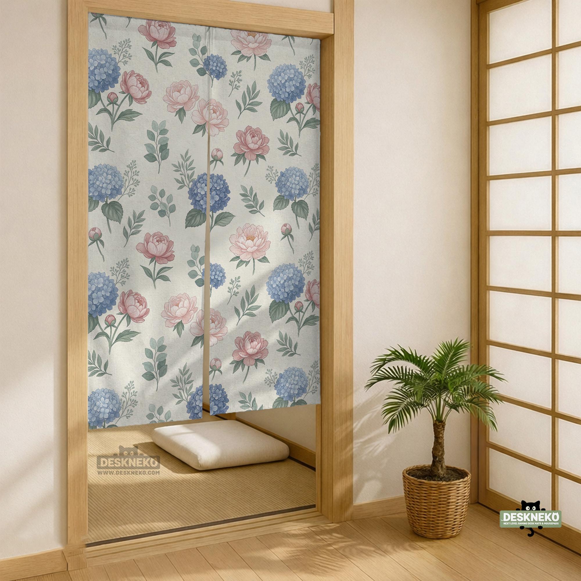 Blue Floral Noren Curtain image 2