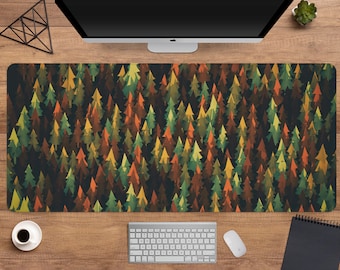 Forest Desk Mat, Cottagecore Mousepad xl, Minimal Nature aesthetics, Cute boho desk pad, xxl Green mousepad brown, Forest deskmat in 6 sizes