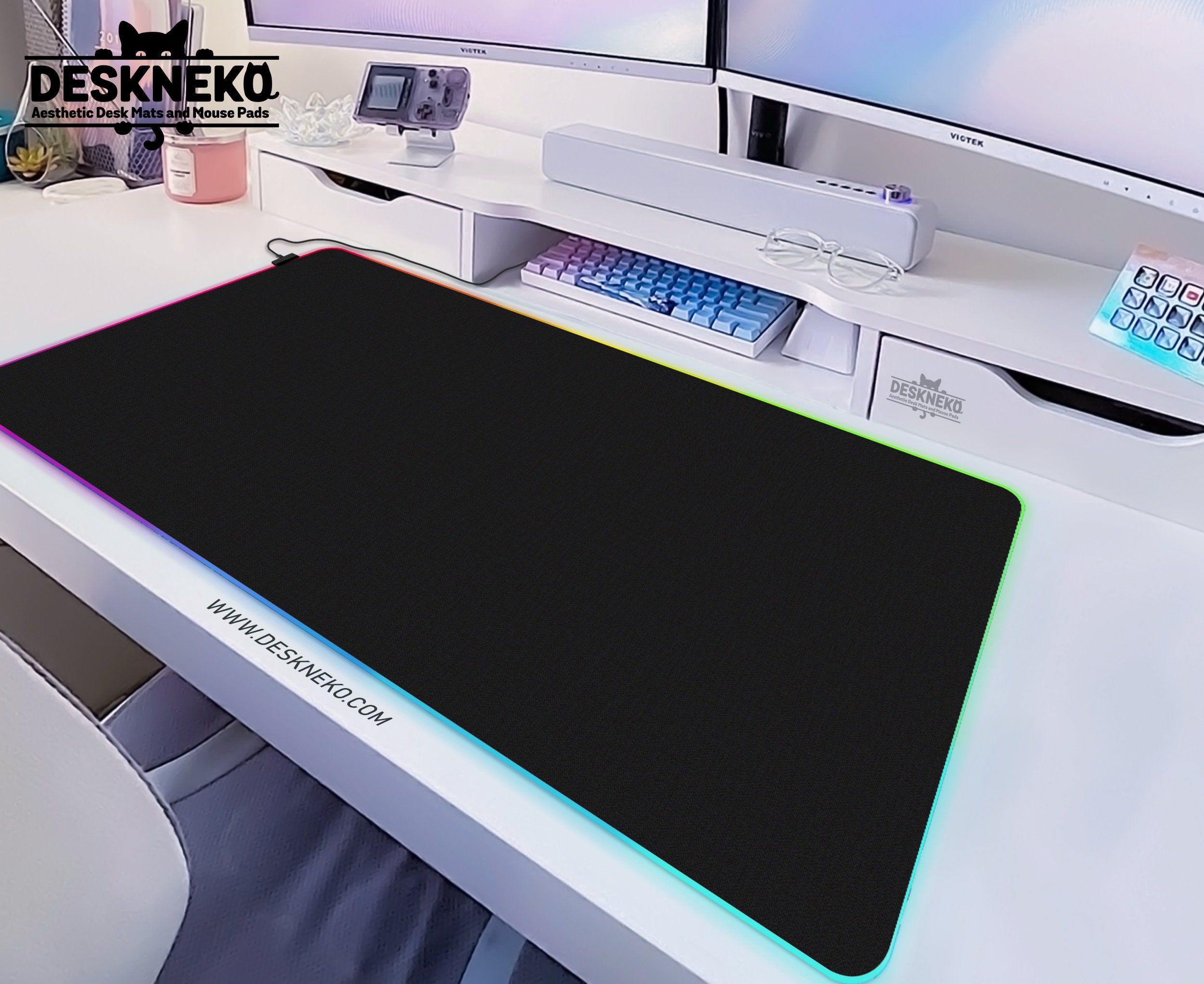 Custom RGB Desk Mat LED Light, Personalized Gaming Mousepad Large ...