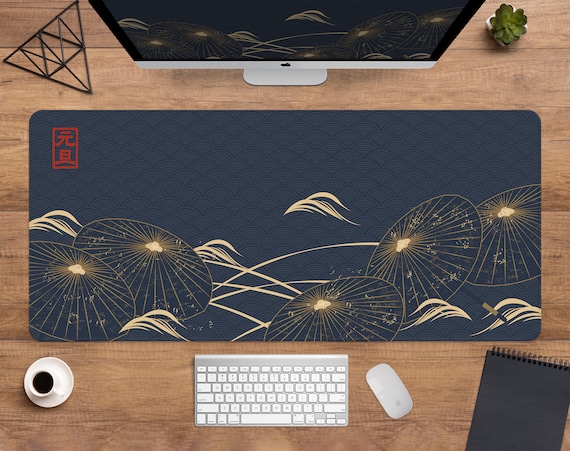 LznYi Grande tappetino per mouse da gioco, 600 x 300 mm, tappetino per mouse lungo, con bordi cuciti, per casa, ufficio, gioco e lavoro (60 x 30 cm, topografico bianco