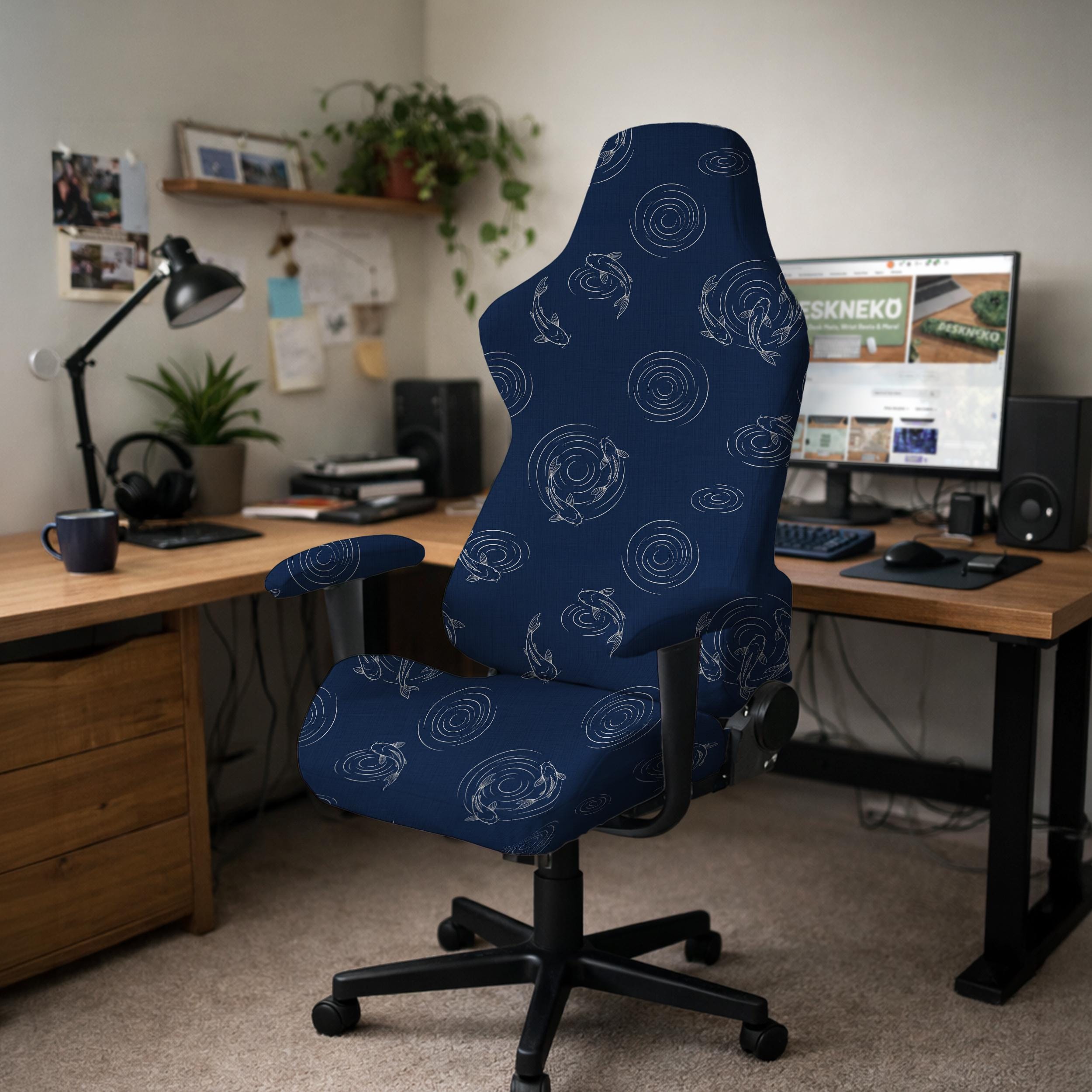 Navy Koi Chair Cover image 4