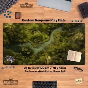 Terreno pantanoso rpg Playmat/Desk Mat, tapete de juego mtg de cartas tcg, mapa de batalla de encuentro dnd dd, tierra baldía del bosque verde, tapete de escritorio/mouse gigante