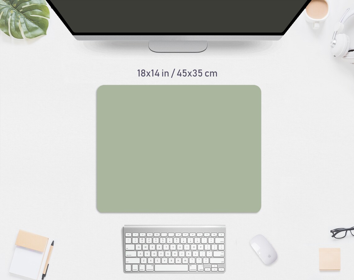 Sage Green Desk Mat Mousepad Minimalistic Boho Neutral Etsy