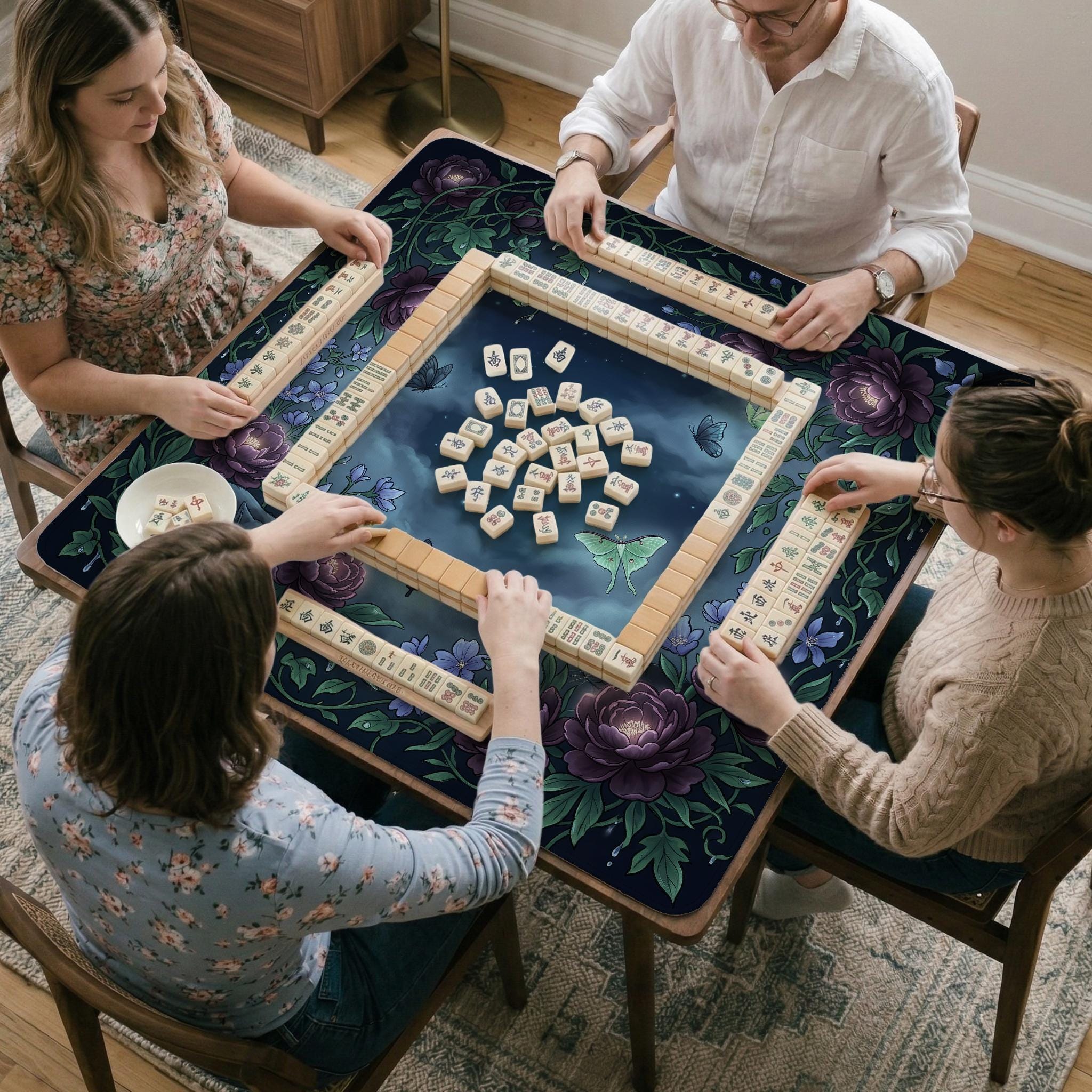 Midnight Peony Mahjong Mat image 3