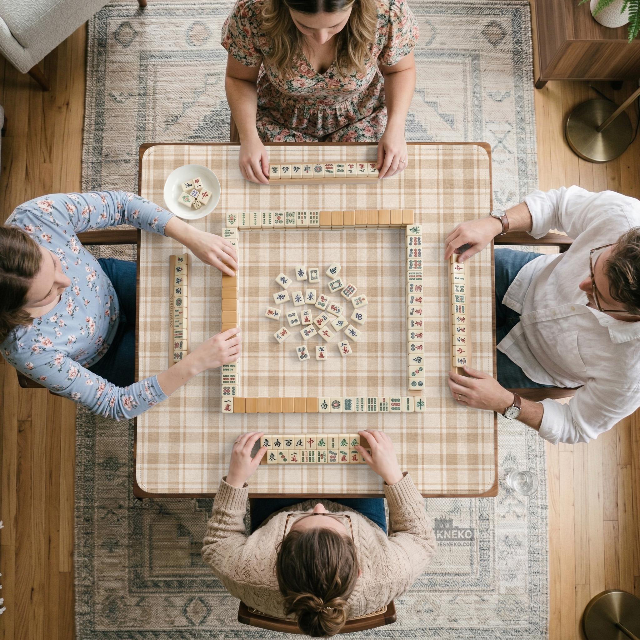 Beige Plaid Mahjong Mat image 3