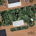 Cats Desk Mat green, Cute Mousepad large, Dark academia aesthetic, Extended keyboard matt, Led mouse pad XL, XXL gaming deskmat gift for product logo