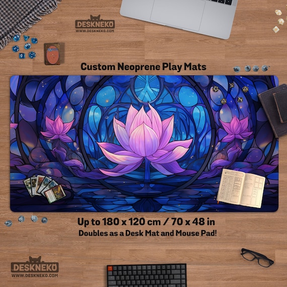 Blue Lotus Play Mat for tabletop games, Magic tcg mtg dnd dd playmat, xl Playmat/Desk mat/Mouse pad xxl, Large custom neoprene rubber matt