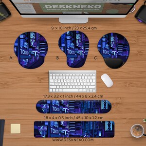 Gaming-skrivbordsmatta blå, stor musmatta rgb, Vaporwave Tokyo city street anime handledsstöd, bred XXL LED-skrivbordsmatta japansk musmatta för spelare bild 8