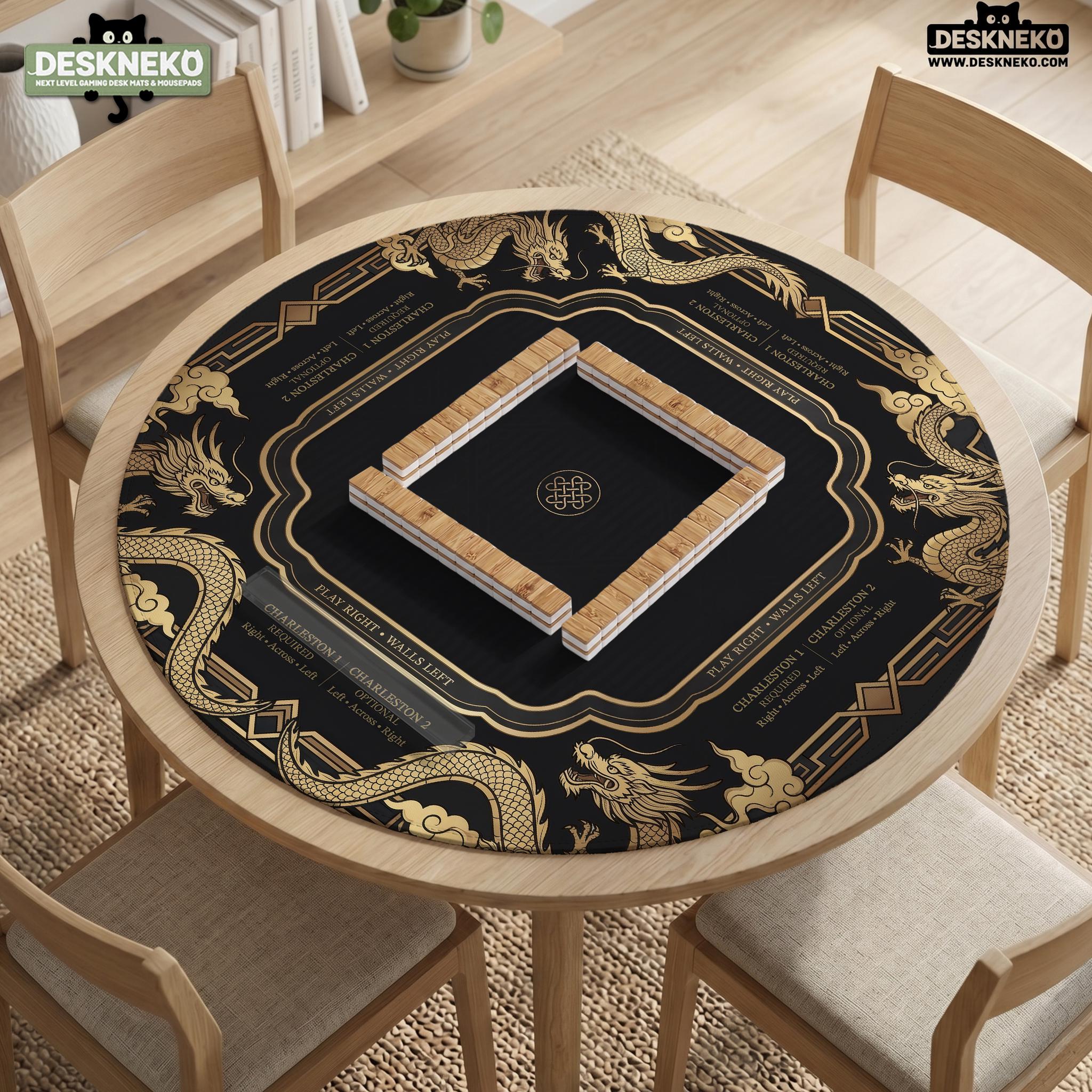 Black Gold Dragon Mahjong Mat image 2