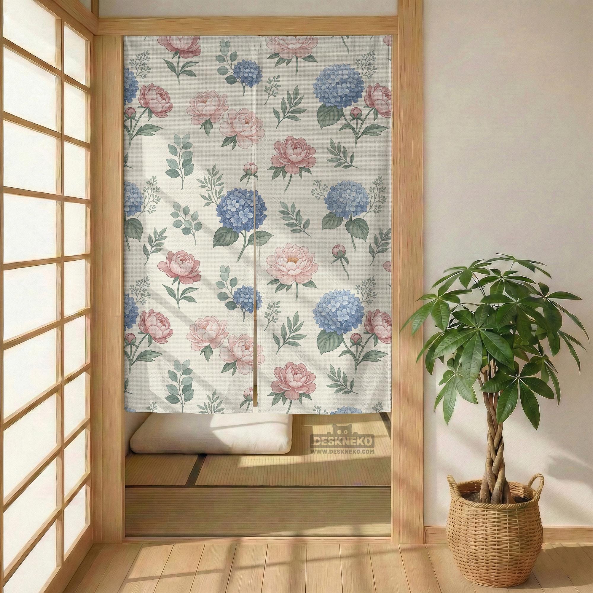 Blue Floral Noren Curtain image 4