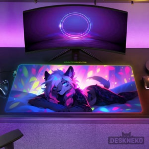 Furry Desk Mat Large Mouse Pad LED: Gaming Keyboard Deskmat - Etsy
