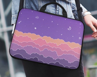 Purple Clouds Laptop Sleeve, Bolsa de computadora para mujeres, Linda funda estética anime para ipad/macbook pro 10 11 12 13 14 15.6 16 17″ en pulgadas