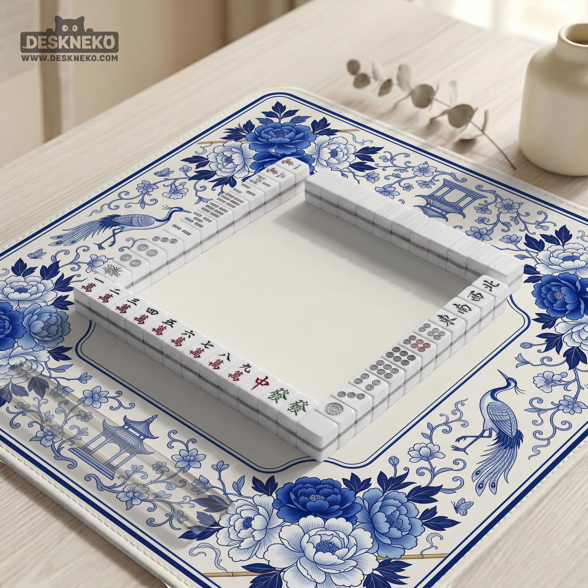 Blue Floral Mahjong Mat image 2