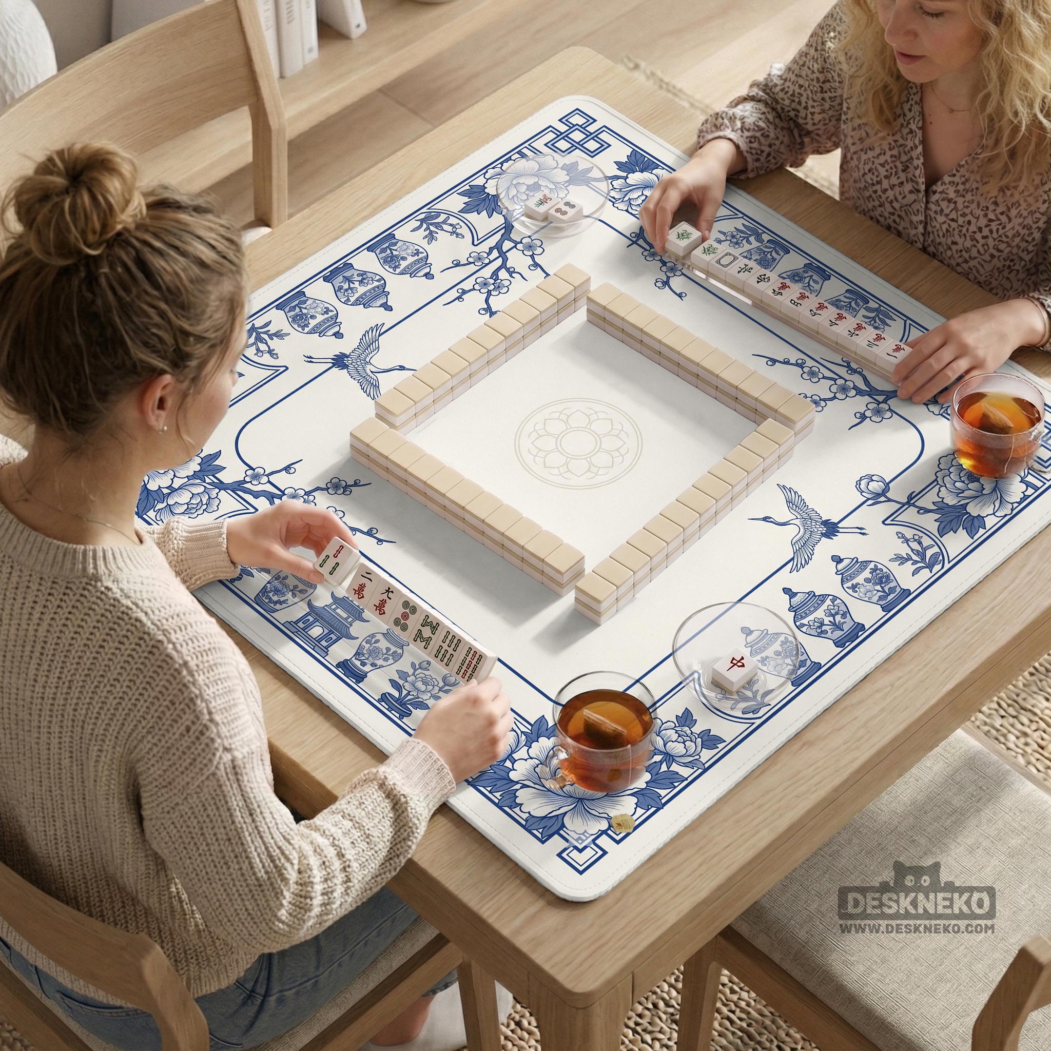 Blue Floral Mahjong Mat image 2