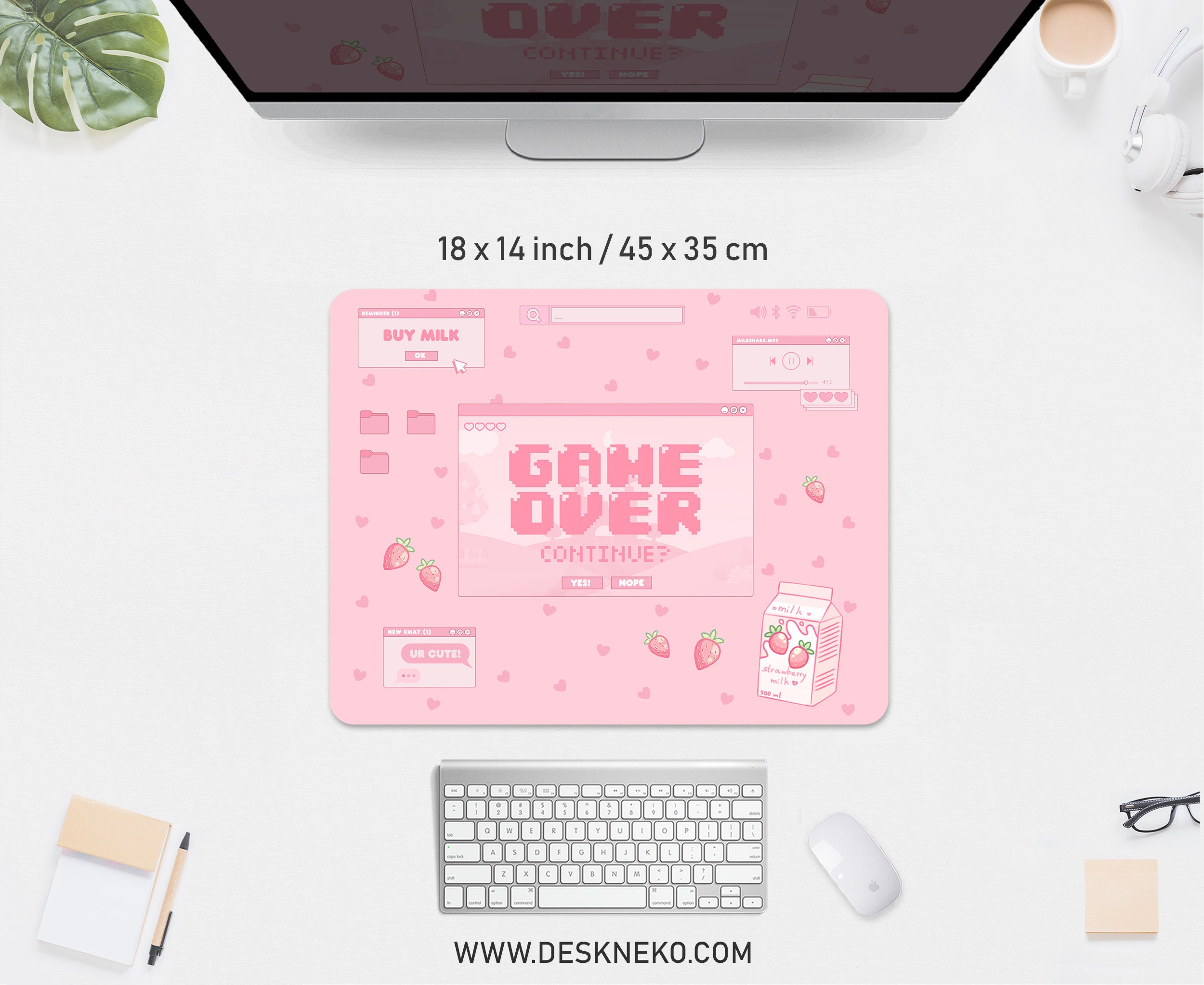 Kawaii Desk Mat Pink, Cute Mousepad Anime, Xxl Gaming Deskmat RGB Led ...