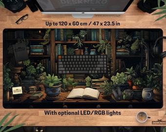 Dark Academia Desk Mat: Mouse pad, Witchy Mousepad xl, Lofi Aesthetic Deskmat, Cottagecore books plants table matt, Cozy Cute Mouse Mat