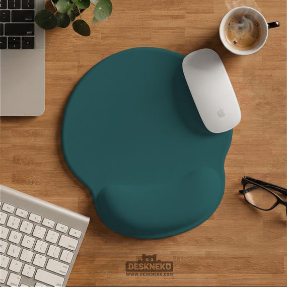 Teal Ergonomic Wrist Rest Mousepad, Solid Color Comfort Support Pad,Transformative Minimal Office Gaming Desk Setup,Calm RSI Relief Style