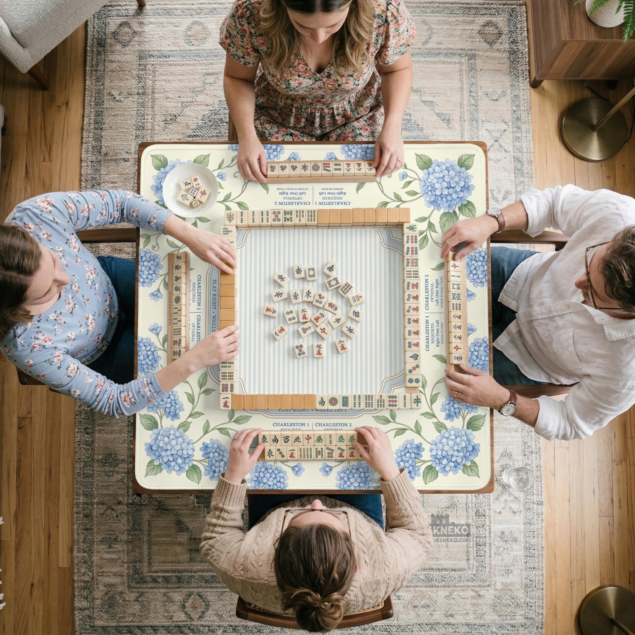 Blue Hydrangea Mahjong Mat image 4