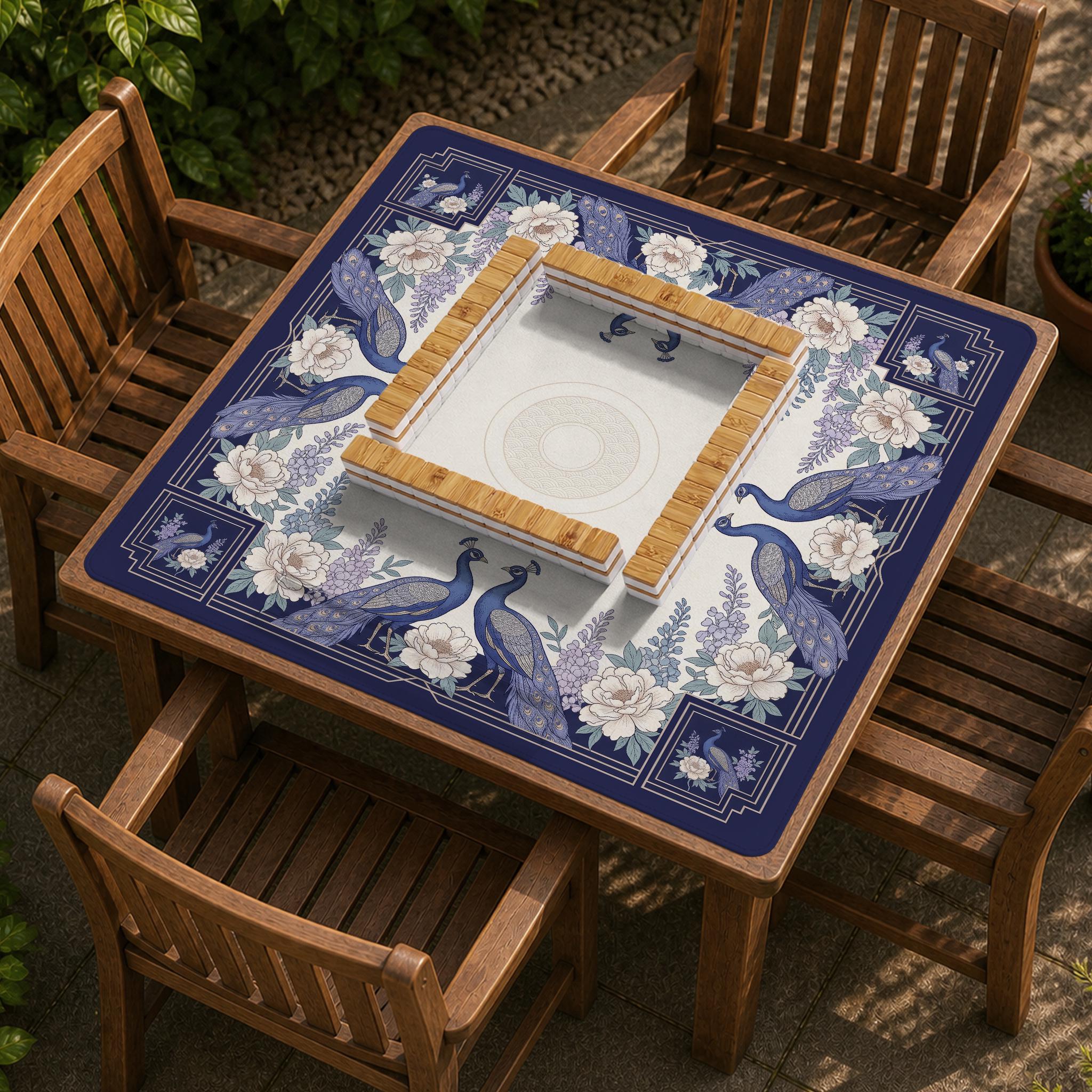 Blue Floral Mahjong Mat image 3