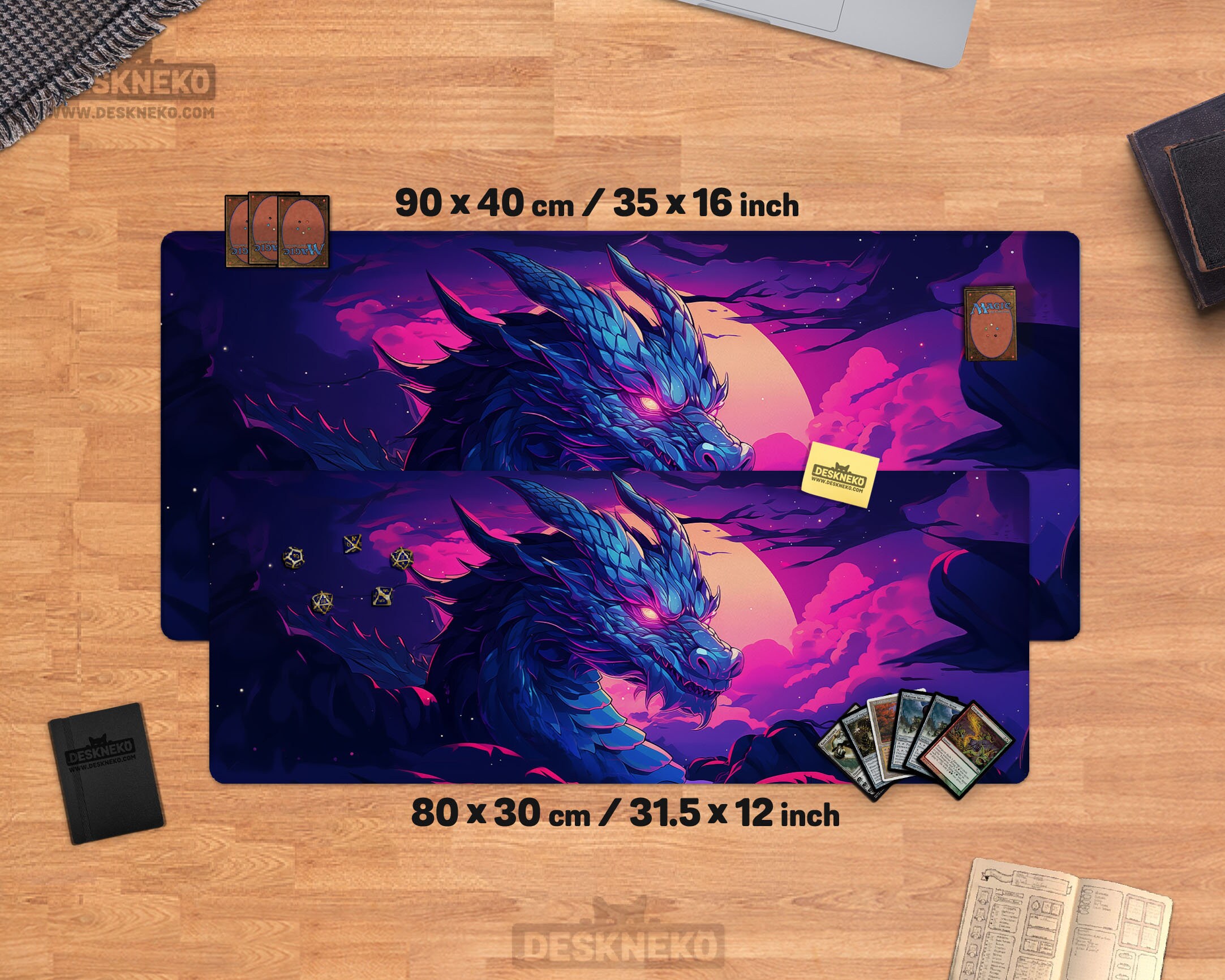Neon Dragon Playmat/desk Mat, Tcg Card/board Game Dnd Dd, Xxl Stitched ...