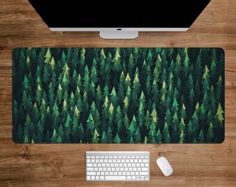 Groene bosmuismat, minimalistische natuur bureaumat, groene landschapsbureaumat, saliegroene muismat, trendy bureauaccessoires, XXL gaming speelmat