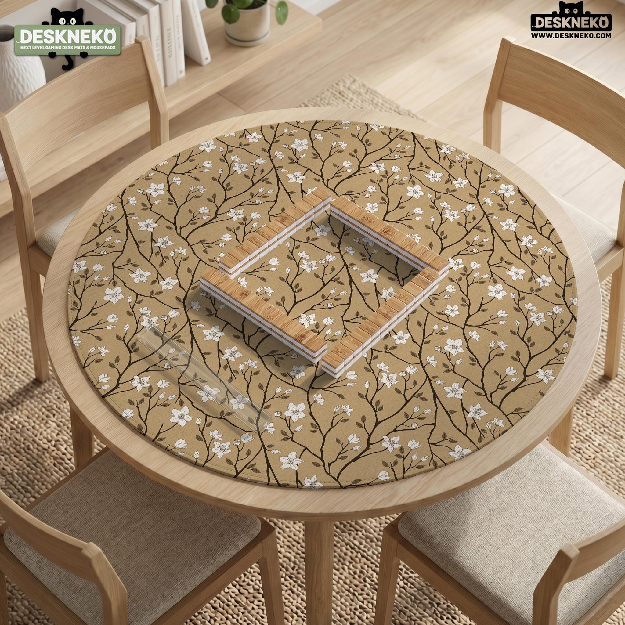 Beige Floral Mahjong Mat image 2