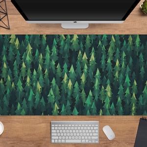 Green Desk Mat Forest Mousepad xl, Minimal Nature aesthetics, Cottagecore desk pad boho, xxl Green mousepad brown, Forest desk mat, 6 sizes