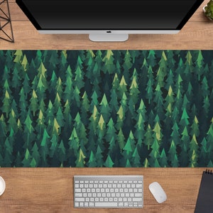 Grön skrivbordsmatta Skogsmusmatta xl, Minimalistisk naturestetik, Cottagecore skrivbordsmatta boho, xxl Grön musmatta brun, Skrivbordsmatta i skogsstil, 6 storlekar