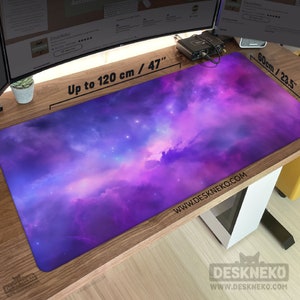 Space Desk Mat: Galaxy Mouse pad, Nebula Clouds Mousepad xxl, Celestial art Gaming Deskmat RGB LED, XL extra large play mat, Gift for gamers