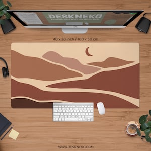 Boho Desk Mat brown, Terracotta Hills Deskmat, Aesthetic mousepad Cute, Minimalist mid century modern art, XXL gaming mousepad, XL extended