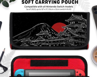 Japanese Case for Nintendo Switch, Red and Black Art, Lite Oled