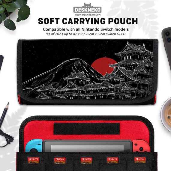 Japanese Case for Nintendo Switch, Red and Black Art, Lite Oled