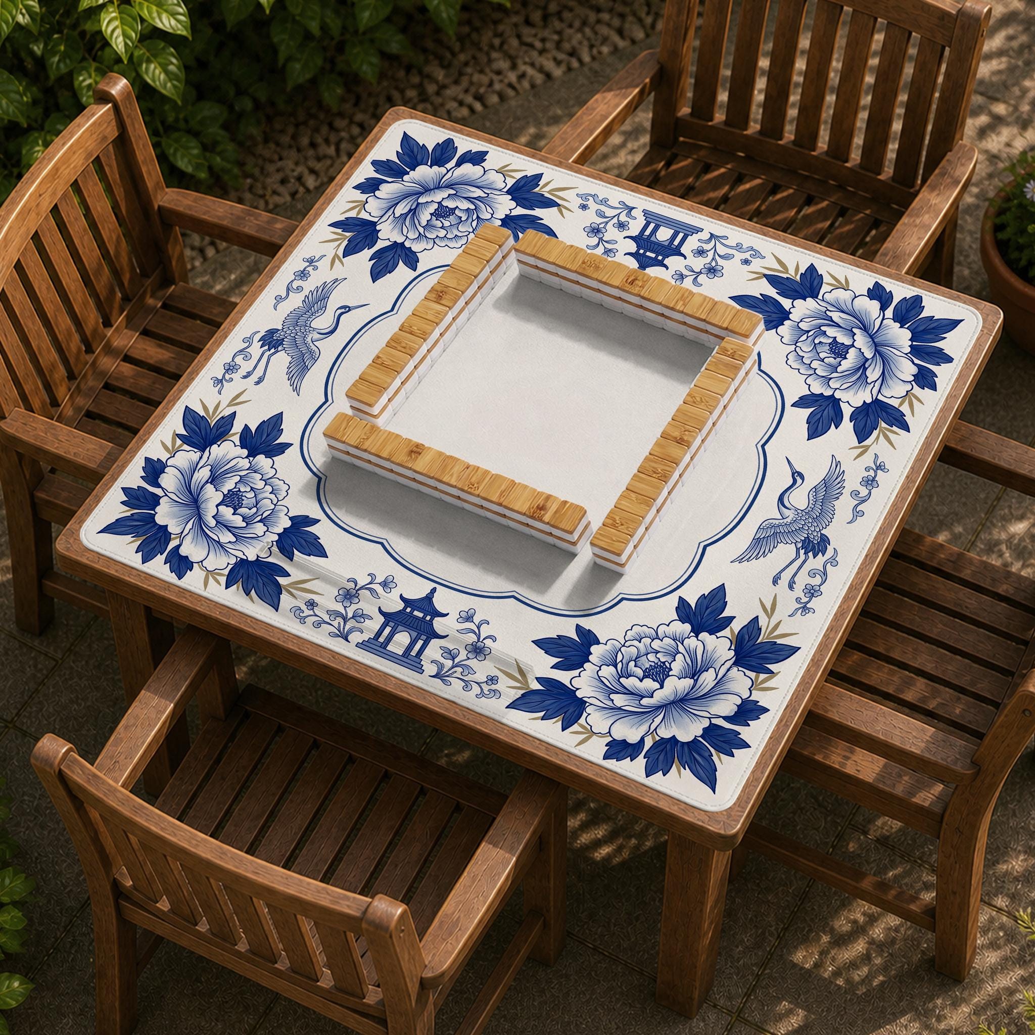 Blue Porcelain Mahjong Mat image 2