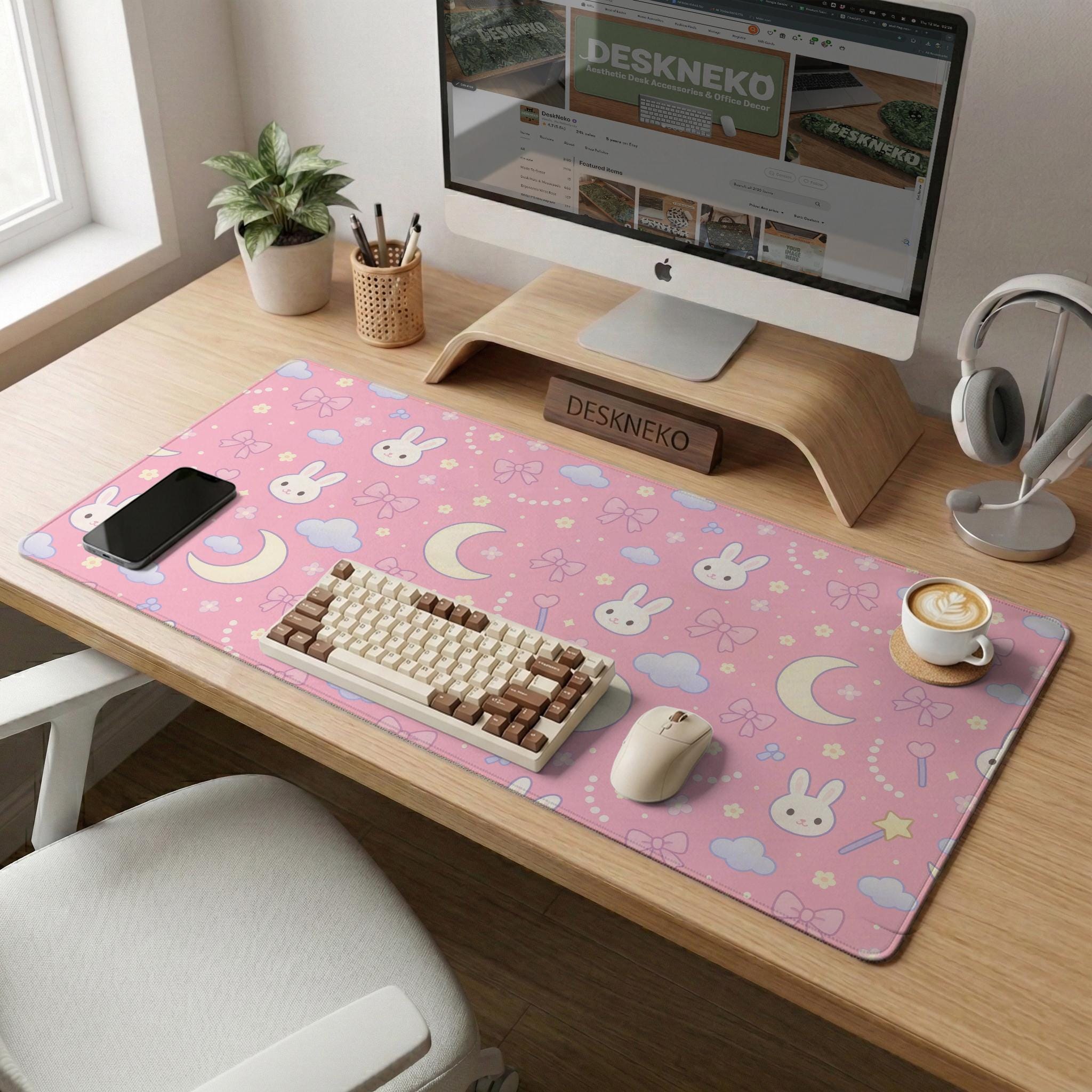 Pink Bunny Desk Mat image 4