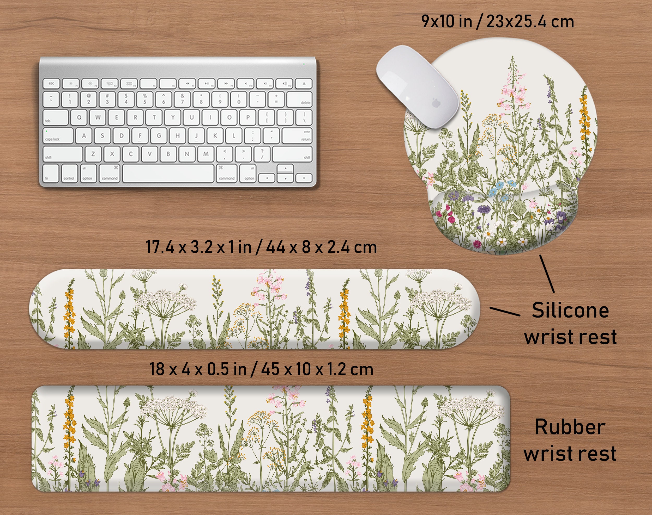 Wild Plants Desk Mat, Flowers Mousepad, Cute Xxl Big Gaming