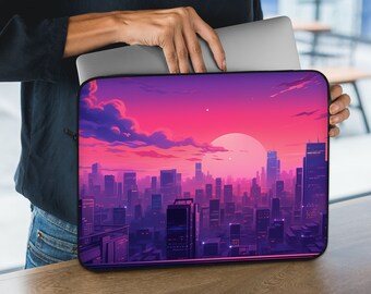 Anime laptophoes, computertas voor dames/heren, paarse Japanse vaporwave cover voor ipad/macbook pro 10 11 12 13 14 15,6 16 17 "in inch