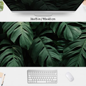 Monstera Pflanzen Schreibtischunterlage Mousepad Grüne tropische Blätter, Botanisches Laub Salbei Zimmerpflanzenliebhaber, große große XXL Schreibtischunterlage xl, kleines Mauspad
