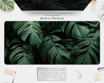 Monstera växter Skrivbordsmatta Musmatta Gröna tropiska blad, Botaniskt bladverk salvia krukväxtälskare, stor stor XXL skrivbordsmatta XL, liten musmatta