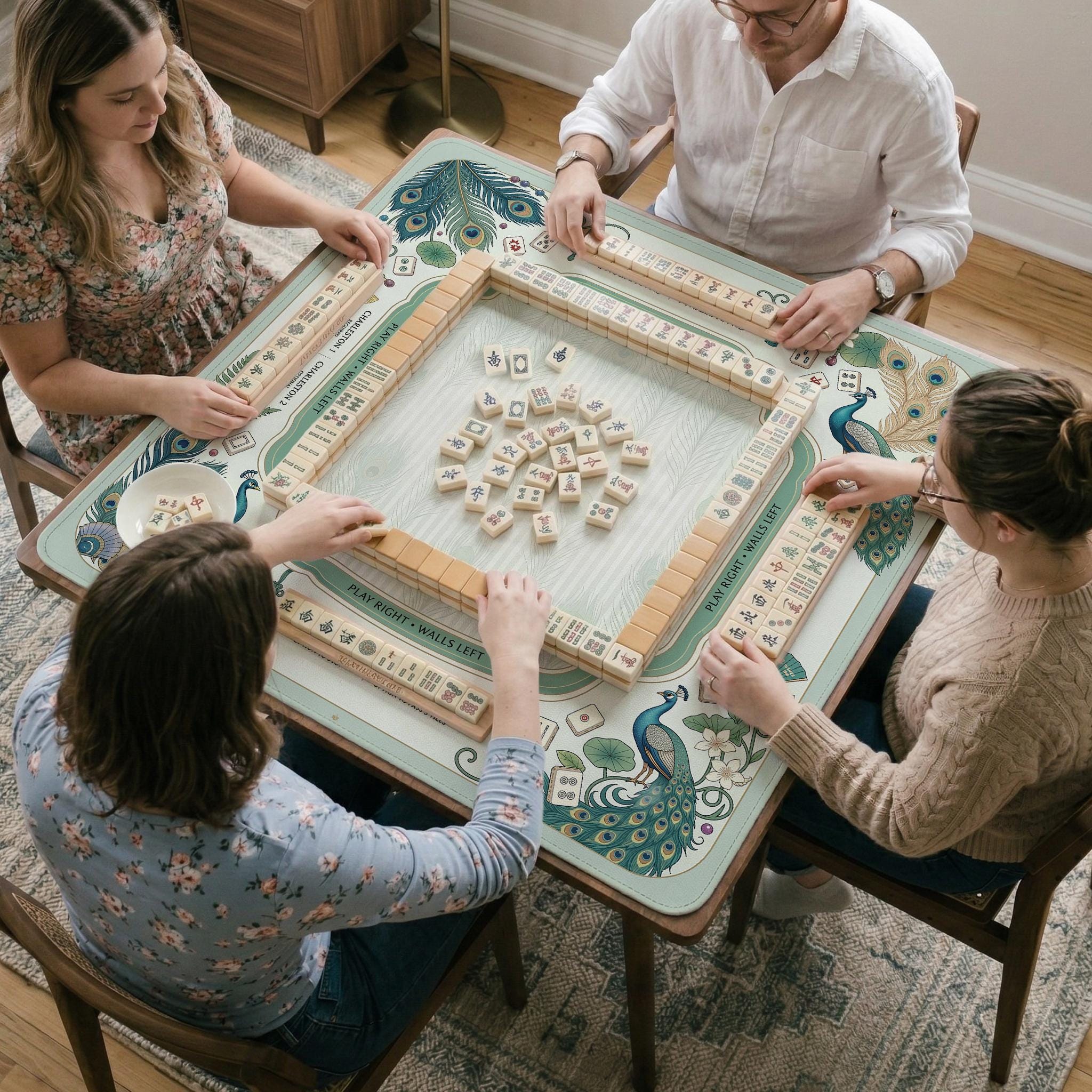Teal Chinoiserie Mahjong Mat image 4