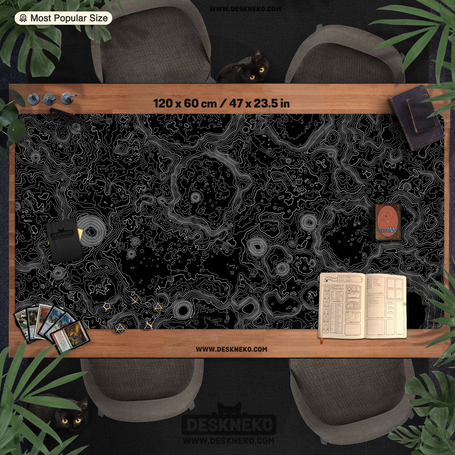 Moon Map Play Mat/desk Mat, Tcg Mtg Dnd Table Playmat, Xl Topo ...