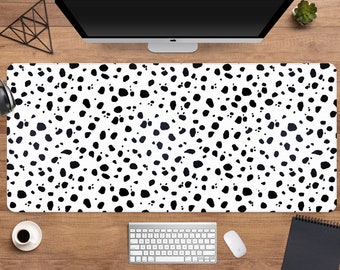 Dalmatian Desk Mat, Polka dot mousepad cute, Large Aesthetic Desk Accessory, Boho Chic Workspace Desk Topper, xl cow animal print mouse pad