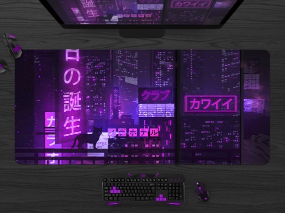 60 x 30cm Extra Large Mouse Mat Pad Gaming PC Geometric Black Neon